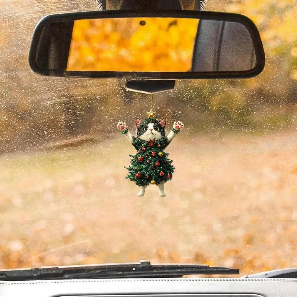 1PC Christmas Tree Pendants Cute Cat Hanging Ornaments for Car Backpack Xmas Tree Decorations Party Supplies New Year Gifts