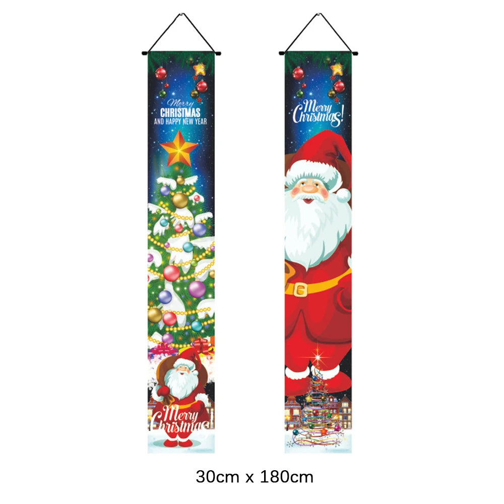 2Pc/set Christmas Door Hanging Banner Santa Claus Snowman Walnut Guards Merry Christmas Door Ornament Decoration New Year 2025