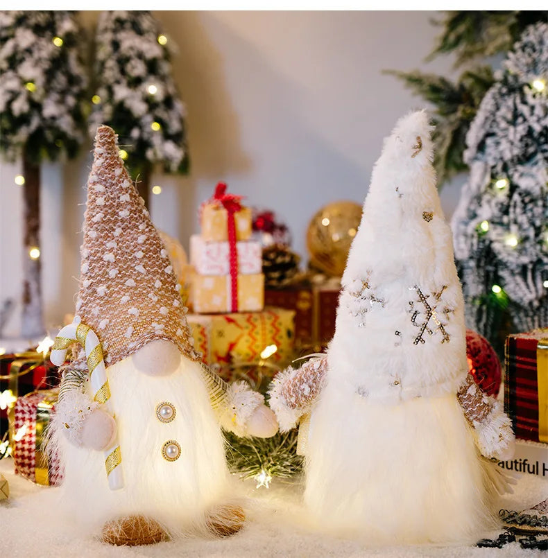 2025 Gnome Christmas Decorations 30cm Light Up Christmas Gnomes Plush Doll Ornaments Knited Elf Dwarf Gift Home Table Decoration