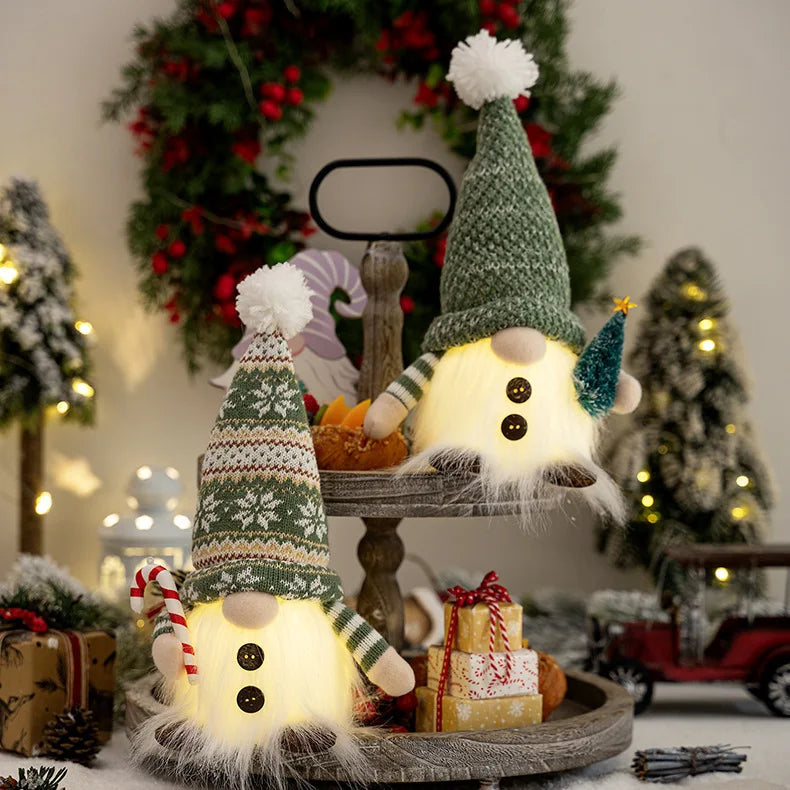 2025 Gnome Christmas Decorations 30cm Light Up Christmas Gnomes Plush Doll Ornaments Knited Elf Dwarf Gift Home Table Decoration