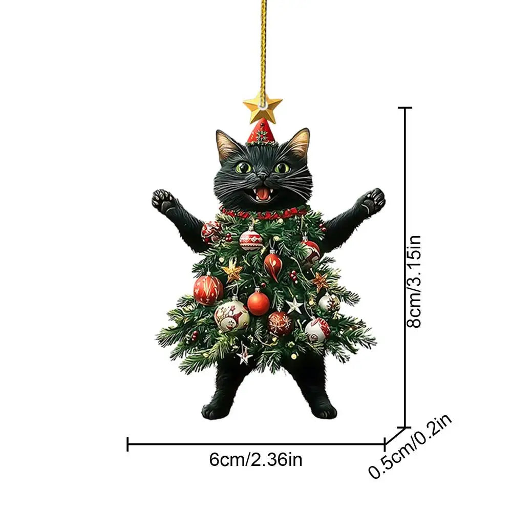 1PC Christmas Tree Pendants Cute Cat Hanging Ornaments for Car Backpack Xmas Tree Decorations Party Supplies New Year Gifts
