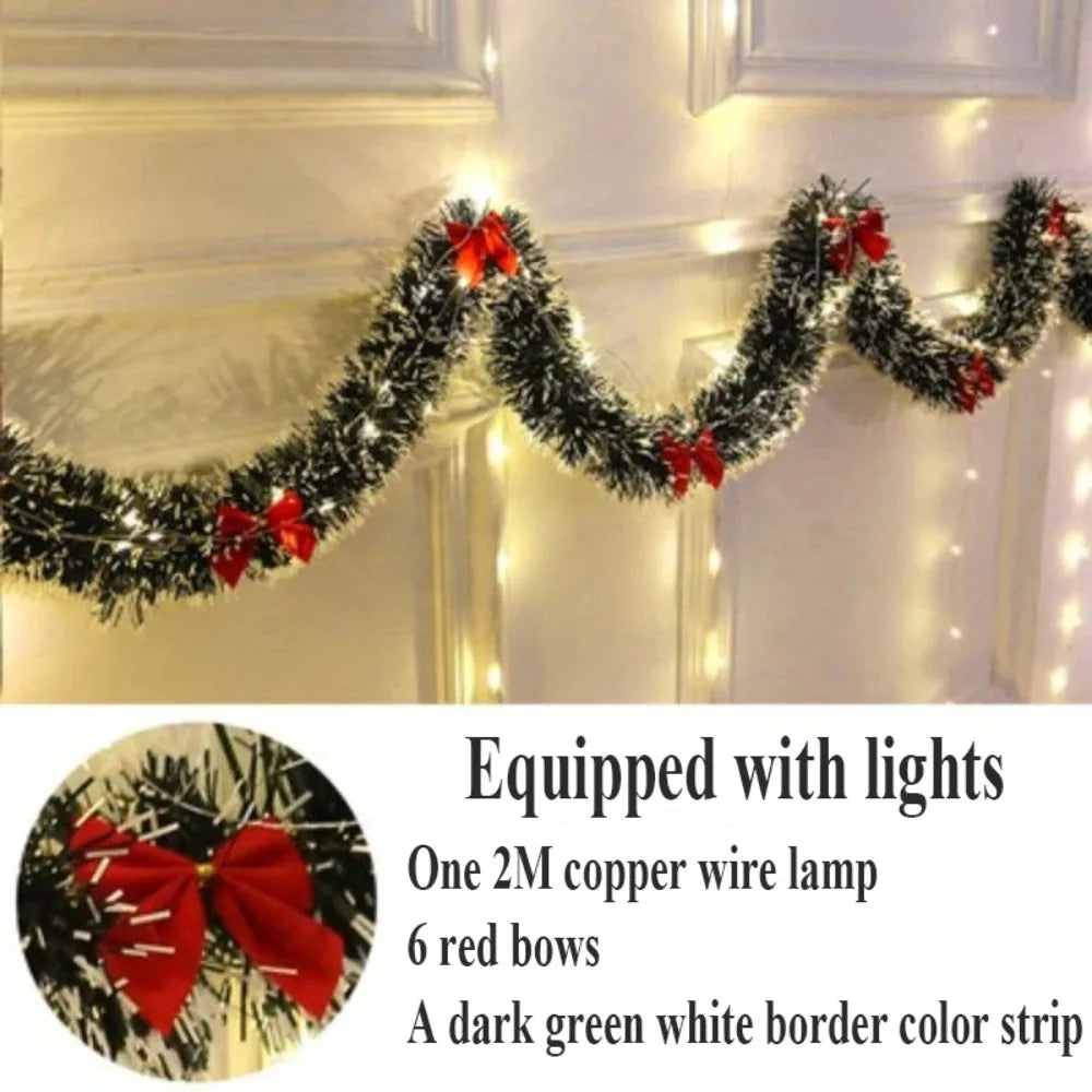 2M Christmas Green Cane Ribbons DIY Accessories Multi Scene Xmas Green Cane Ribbons Light Weight with LED Lights
