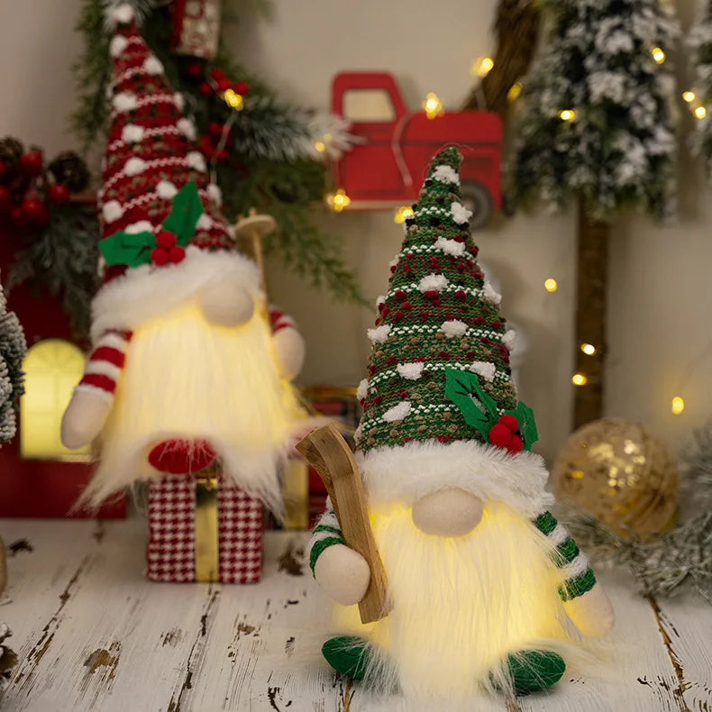 2025 Gnome Christmas Decorations 30cm Light Up Christmas Gnomes Plush Doll Ornaments Knited Elf Dwarf Gift Home Table Decoration