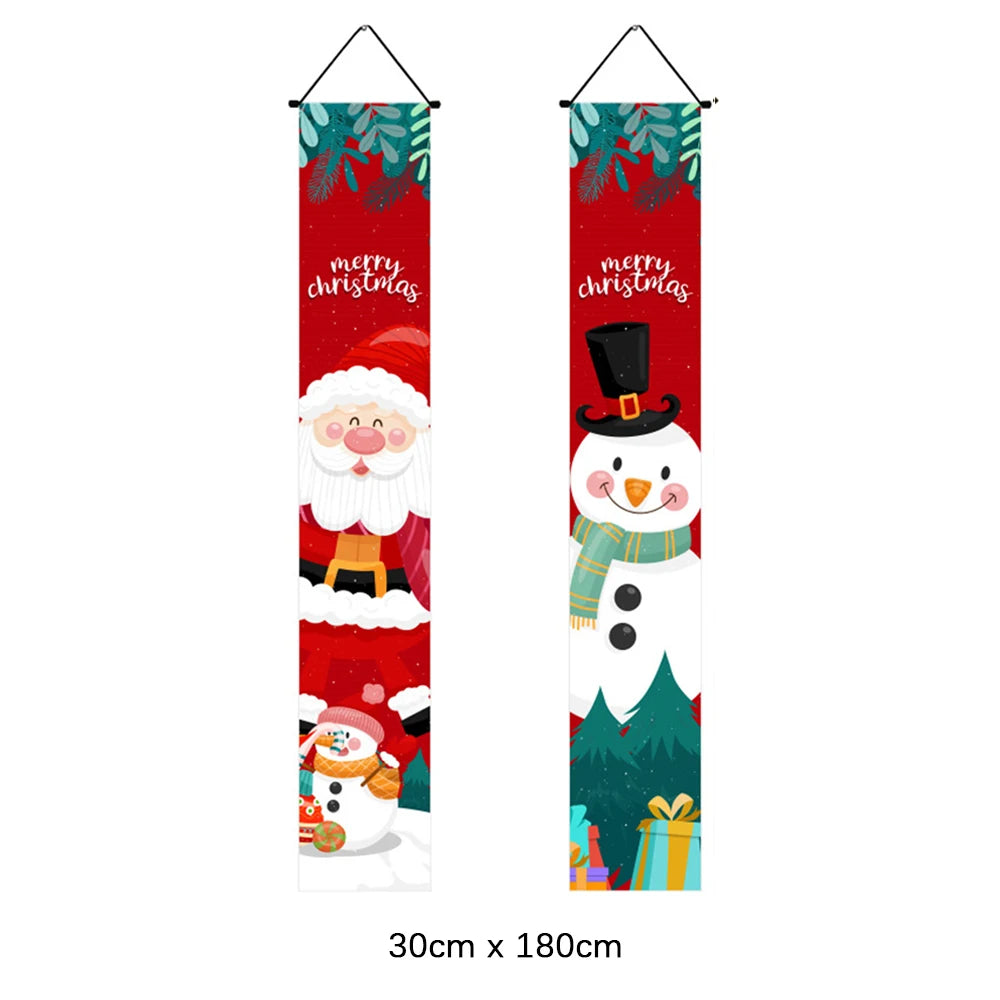 2Pc/set Christmas Door Hanging Banner Santa Claus Snowman Walnut Guards Merry Christmas Door Ornament Decoration New Year 2025