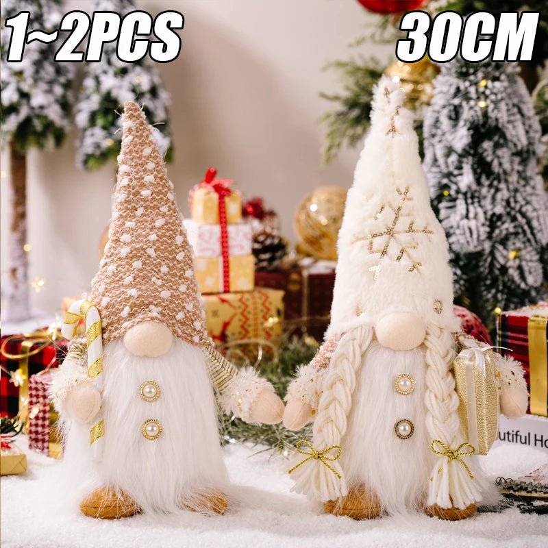 2025 Gnome Christmas Decorations 30cm Light Up Christmas Gnomes Plush Doll Ornaments Knited Elf Dwarf Gift Home Table Decoration