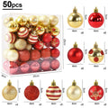 50Pcs/box Christmas Tree Balls Ornament Red Gold Hanging Bauble Pendant 2025 Christmas Decoration for Home 2026 New Year Gifts