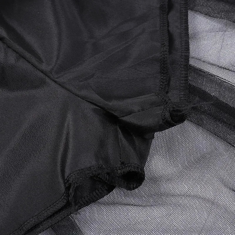 Sexy Net Yarn High-Waisted Irregular Skirt for Women New European and American Gothic Style Versatile Casual Skirts