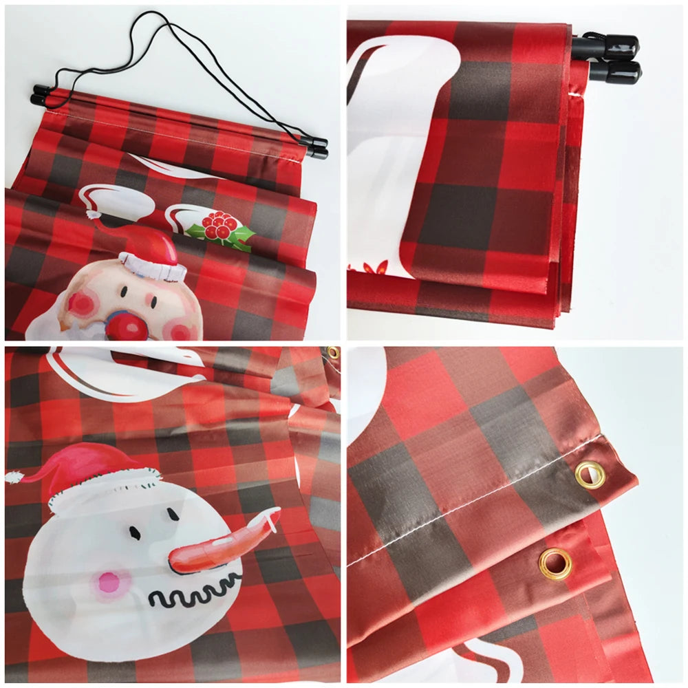 2Pc/set Christmas Door Hanging Banner Santa Claus Snowman Walnut Guards Merry Christmas Door Ornament Decoration New Year 2025