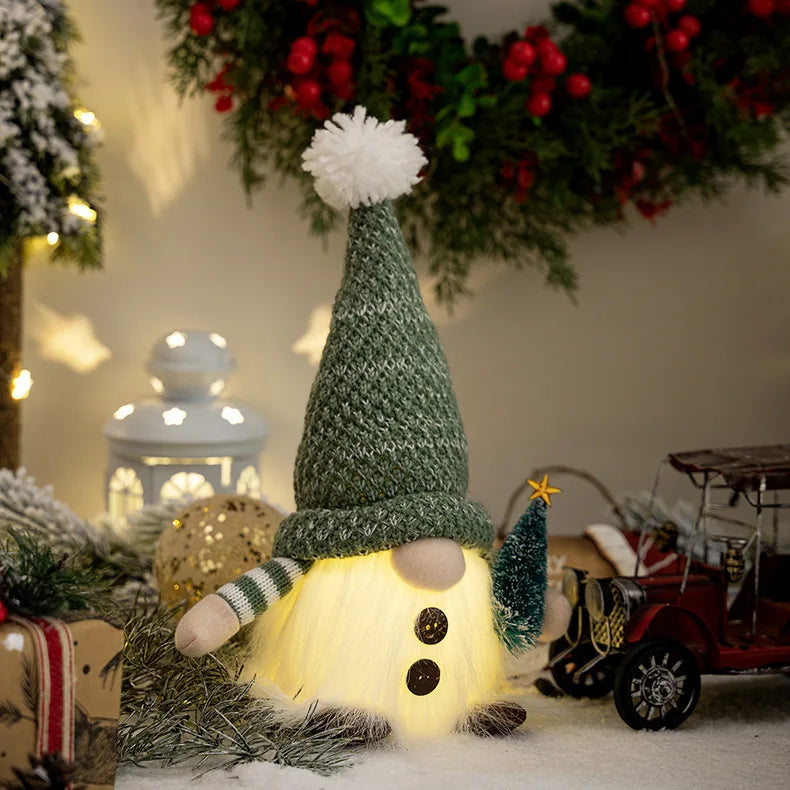 2025 Gnome Christmas Decorations 30cm Light Up Christmas Gnomes Plush Doll Ornaments Knited Elf Dwarf Gift Home Table Decoration
