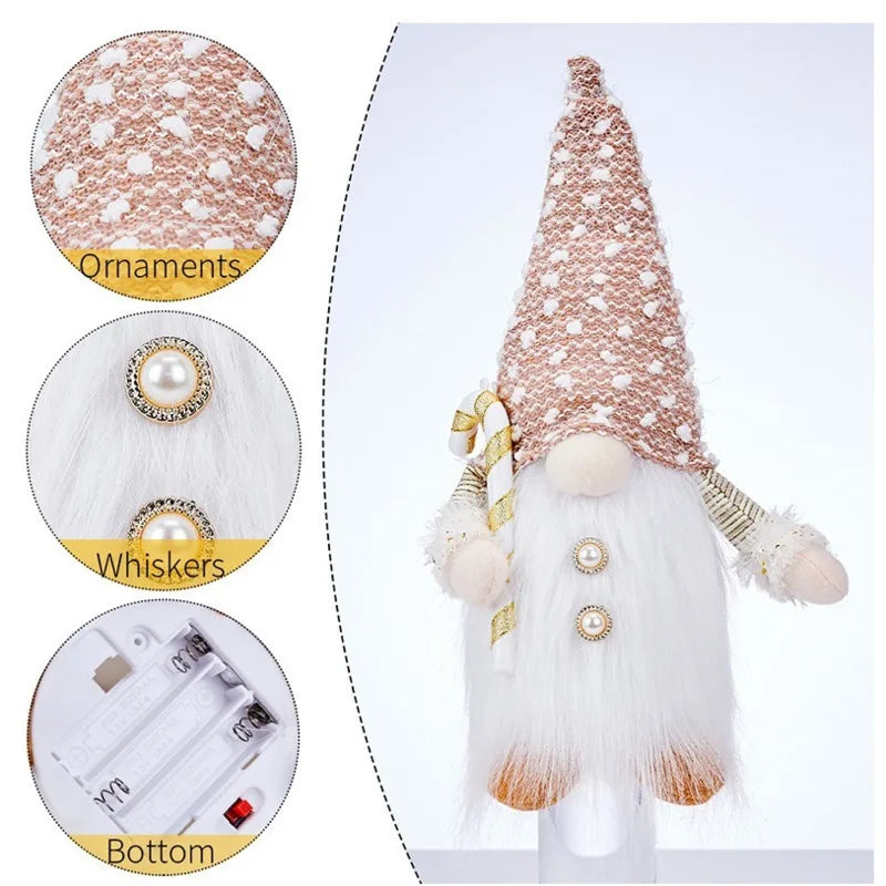 2025 Gnome Christmas Decorations 30cm Light Up Christmas Gnomes Plush Doll Ornaments Knited Elf Dwarf Gift Home Table Decoration