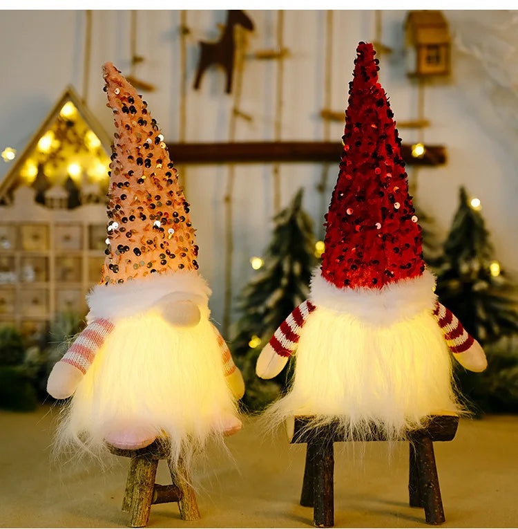 2025 Gnome Christmas Decorations 30cm Light Up Christmas Gnomes Plush Doll Ornaments Knited Elf Dwarf Gift Home Table Decoration