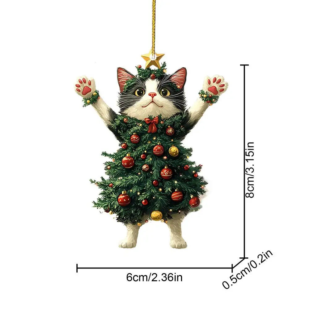 1PC Christmas Tree Pendants Cute Cat Hanging Ornaments for Car Backpack Xmas Tree Decorations Party Supplies New Year Gifts