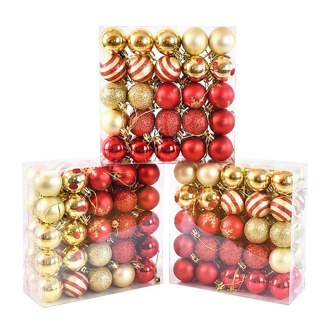 50Pcs/box Christmas Tree Balls Ornament Red Gold Hanging Bauble Pendant 2025 Christmas Decoration for Home 2026 New Year Gifts