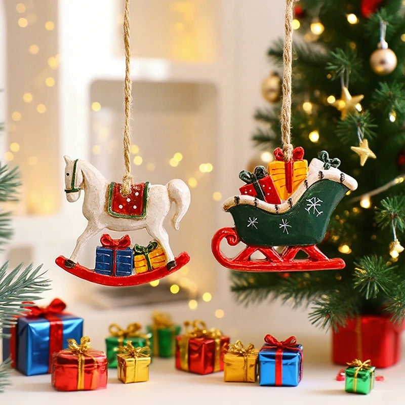 Christmas Tree Pendant Wind Chime Christmas Tree Bells Elk Angel Girl Hanging Pendant 2025 New Year Xmas Decoration Accessories