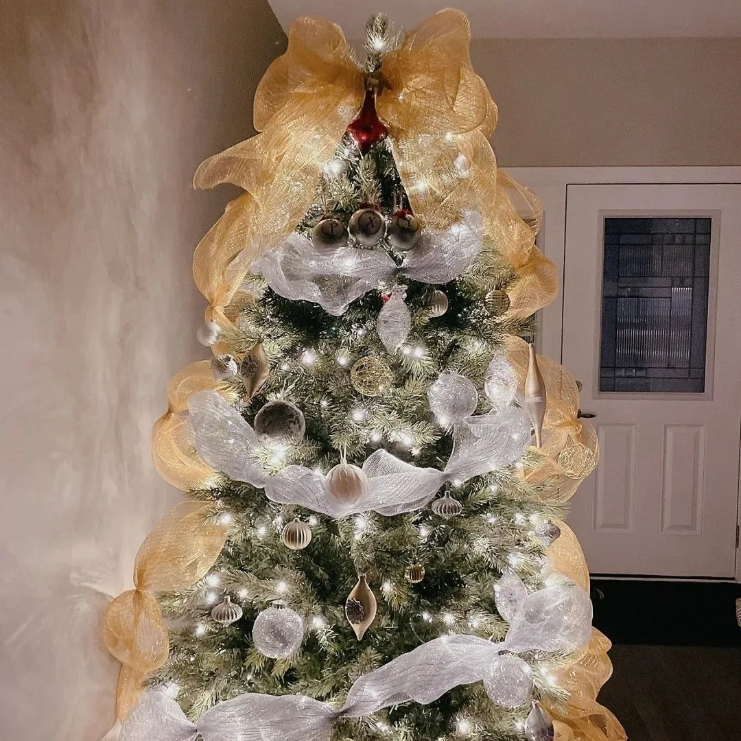 Christmas Ribbon Tree Decoration Mesh Tulle Roll Christmas Flower Wreath Mesh DIY Christmas Decor for Home Xmas Gifts New Year