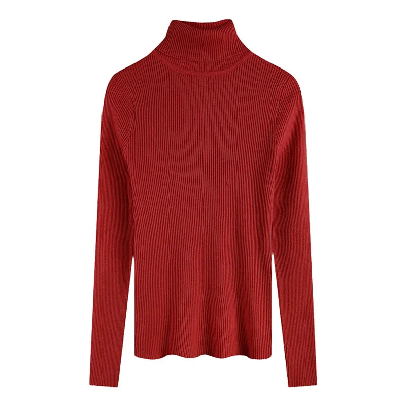 2025 Casual Slim Knitted Pullover Autumn Winter Thick Turtleneck Sweater Base Sweater Korean Style Simple Base Layer Warm Tops