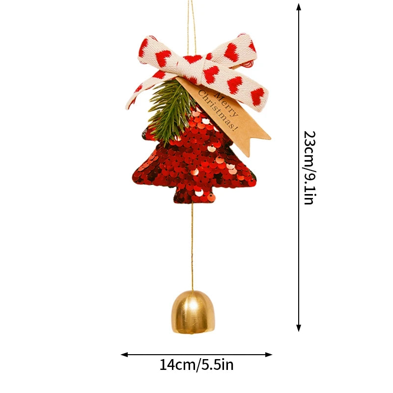 Christmas Tree Pendant Wind Chime Christmas Tree Bells Elk Angel Girl Hanging Pendant 2025 New Year Xmas Decoration Accessories