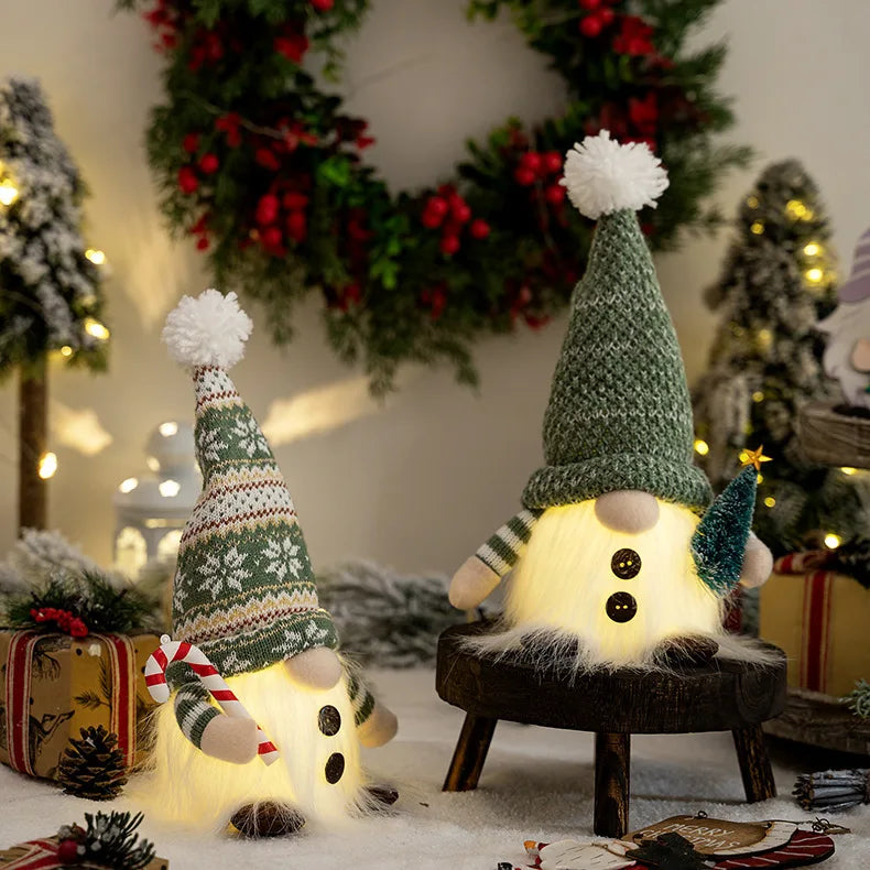 2025 Gnome Christmas Decorations 30cm Light Up Christmas Gnomes Plush Doll Ornaments Knited Elf Dwarf Gift Home Table Decoration