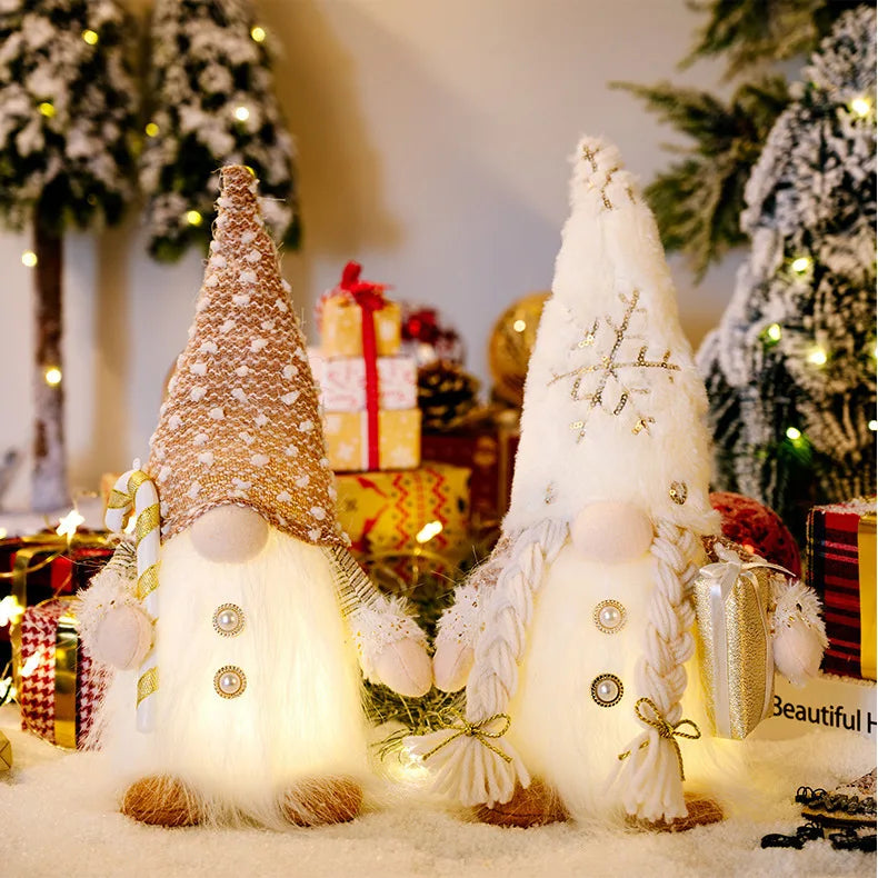 2025 Gnome Christmas Decorations 30cm Light Up Christmas Gnomes Plush Doll Ornaments Knited Elf Dwarf Gift Home Table Decoration