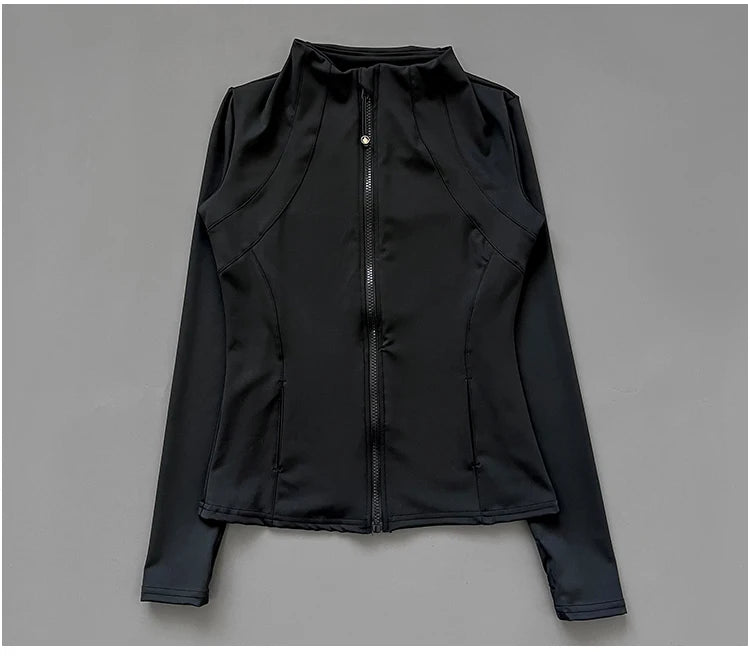 athletic slim fit quick drying zipper running jacket women dryfit outer wear yoga training fitness jacket with thumb hole