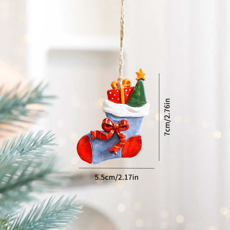 Christmas Tree Pendant Wind Chime Christmas Tree Bells Elk Angel Girl Hanging Pendant 2025 New Year Xmas Decoration Accessories