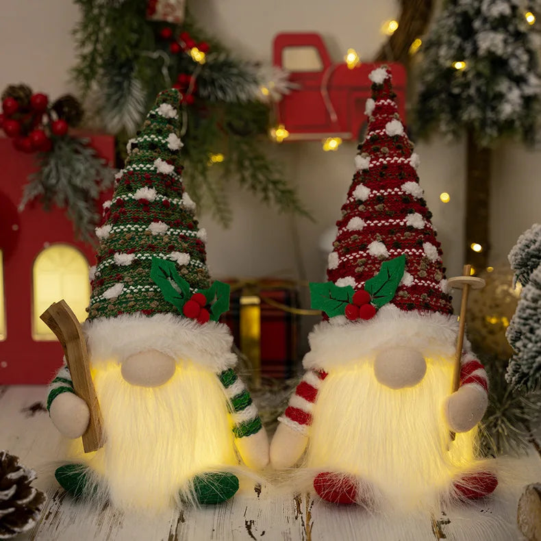 2025 Gnome Christmas Decorations 30cm Light Up Christmas Gnomes Plush Doll Ornaments Knited Elf Dwarf Gift Home Table Decoration