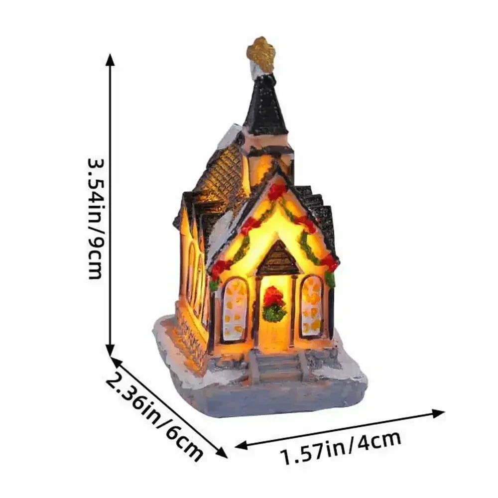 Christmas Decoration LED Night Light, 2025 New Year Luminous Castle Snow House Sculpture Xmas Decoration for Navidad Kids Gifts