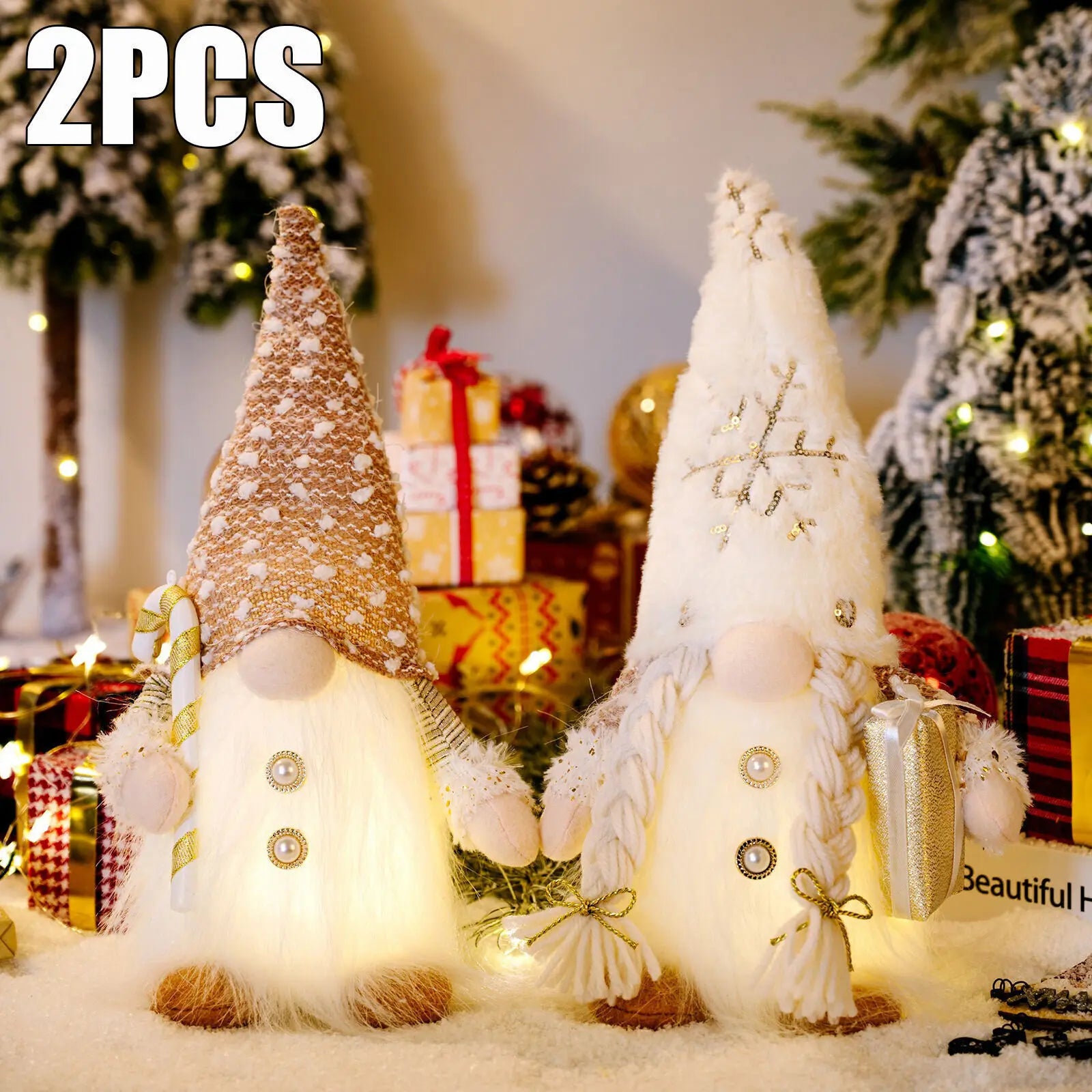 2025 Gnome Christmas Decorations 30cm Light Up Christmas Gnomes Plush Doll Ornaments Knited Elf Dwarf Gift Home Table Decoration