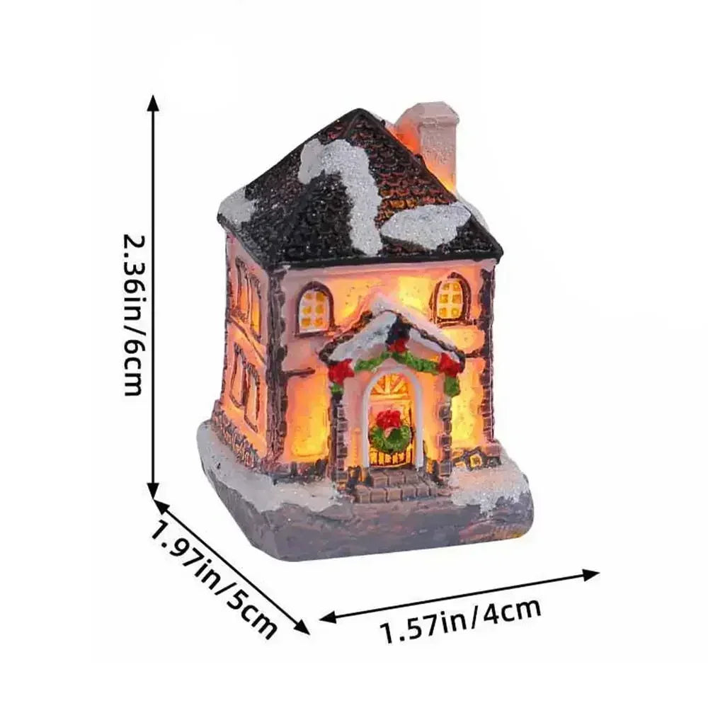 Christmas Decoration LED Night Light, 2025 New Year Luminous Castle Snow House Sculpture Xmas Decoration for Navidad Kids Gifts