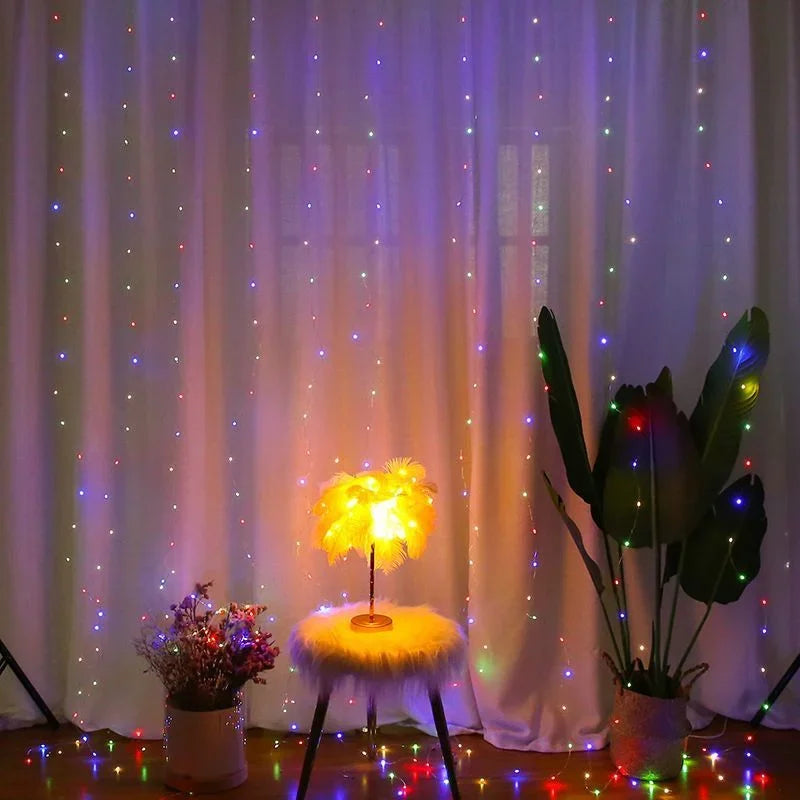 6x3M/3x3m Curtain Garland on The Window USB Power Fairy Lights Festoon with Remote New Year Garland Led Lights Christmas Decor