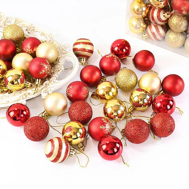 50Pcs/box Christmas Tree Balls Ornament Red Gold Hanging Bauble Pendant 2025 Christmas Decoration for Home 2026 New Year Gifts