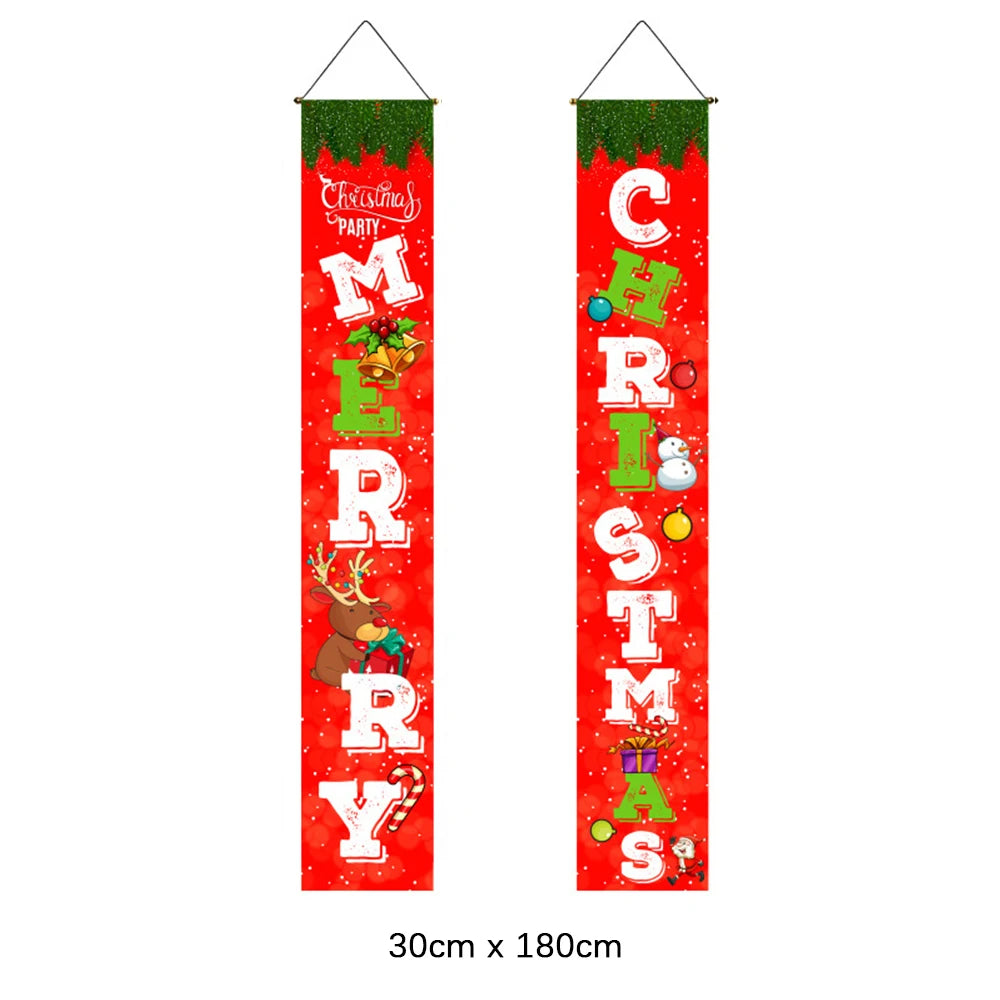 2Pc/set Christmas Door Hanging Banner Santa Claus Snowman Walnut Guards Merry Christmas Door Ornament Decoration New Year 2025