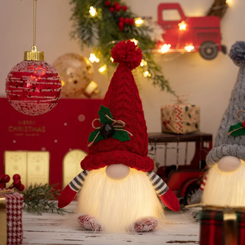 2025 Gnome Christmas Decorations 30cm Light Up Christmas Gnomes Plush Doll Ornaments Knited Elf Dwarf Gift Home Table Decoration