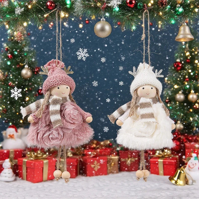 Christmas Tree Pendant Wind Chime Christmas Tree Bells Elk Angel Girl Hanging Pendant 2025 New Year Xmas Decoration Accessories