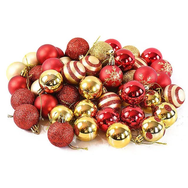 50Pcs/box Christmas Tree Balls Ornament Red Gold Hanging Bauble Pendant 2025 Christmas Decoration for Home 2026 New Year Gifts