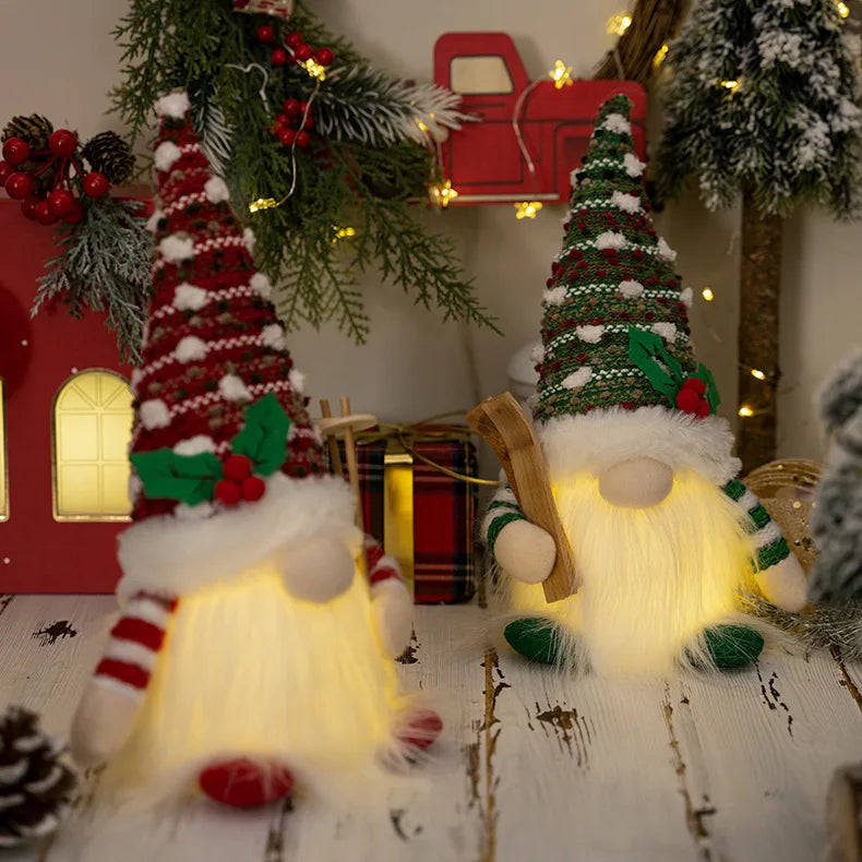 2025 Gnome Christmas Decorations 30cm Light Up Christmas Gnomes Plush Doll Ornaments Knited Elf Dwarf Gift Home Table Decoration