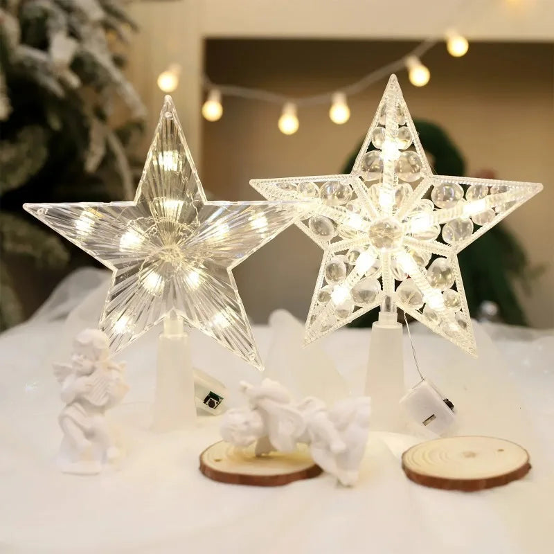 15cm Christmas Tree Decoration Stars Warm White Lights Home Room Decor LED Shining Lamp Xmas Festival TopStar Navidad 1.07in