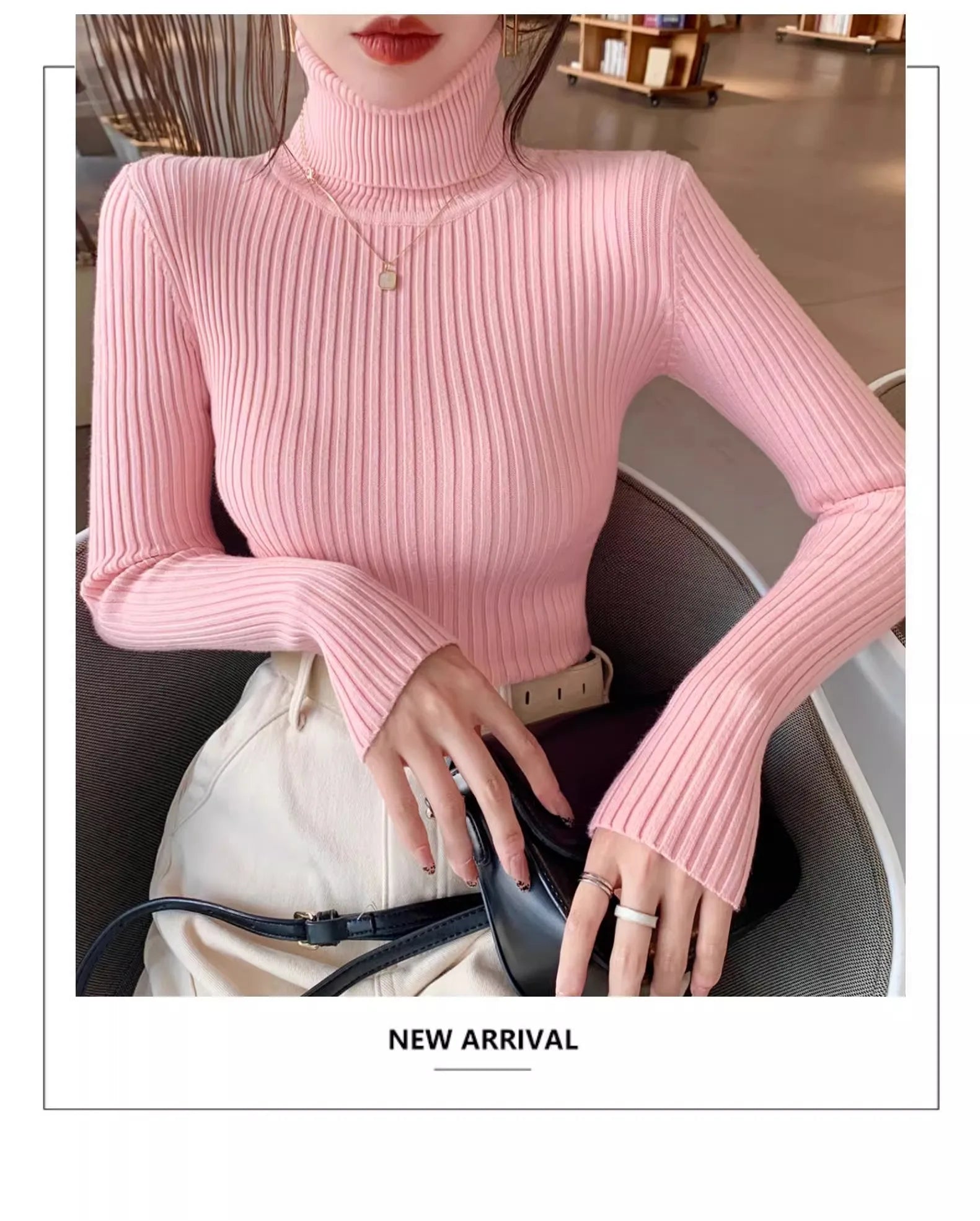 2025 Casual Slim Knitted Pullover Autumn Winter Thick Turtleneck Sweater Base Sweater Korean Style Simple Base Layer Warm Tops