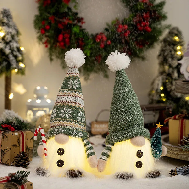 2025 Gnome Christmas Decorations 30cm Light Up Christmas Gnomes Plush Doll Ornaments Knited Elf Dwarf Gift Home Table Decoration