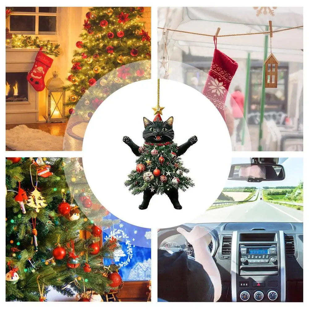 1PC Christmas Tree Pendants Cute Cat Hanging Ornaments for Car Backpack Xmas Tree Decorations Party Supplies New Year Gifts