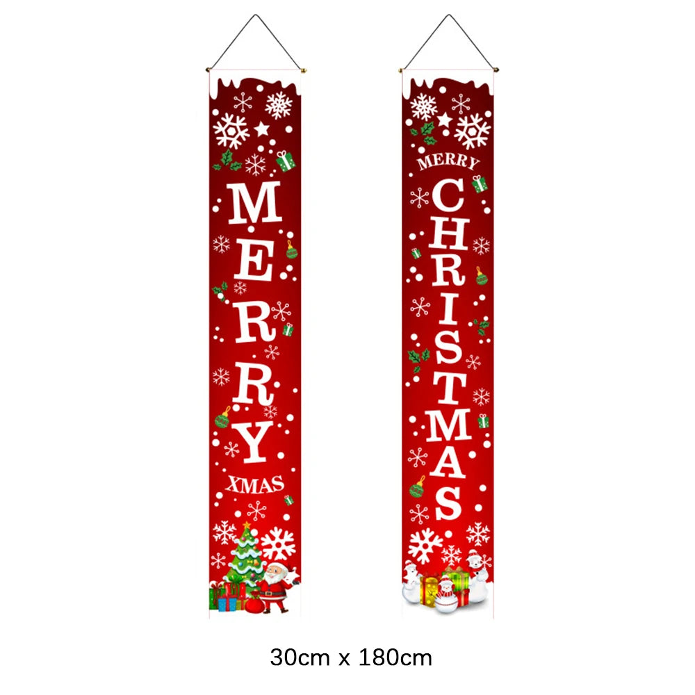 2Pc/set Christmas Door Hanging Banner Santa Claus Snowman Walnut Guards Merry Christmas Door Ornament Decoration New Year 2025
