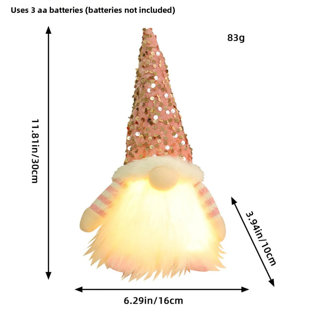 Christmas LED Glowing Gnome Merry Christmas Dwarf Doll with Light Xmas Decoration Night Light 2025 Navidad Kids New Year Gift