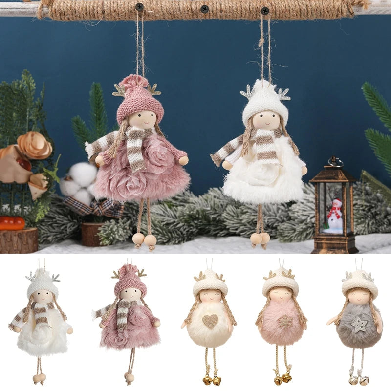 Christmas Tree Pendant Wind Chime Christmas Tree Bells Elk Angel Girl Hanging Pendant 2025 New Year Xmas Decoration Accessories