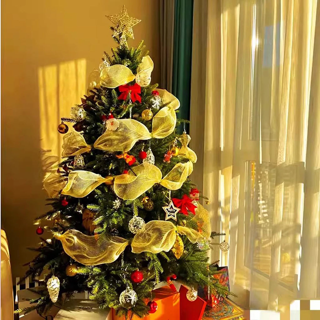 Christmas Ribbon Tree Decoration Mesh Tulle Roll Christmas Flower Wreath Mesh DIY Christmas Decor for Home Xmas Gifts New Year