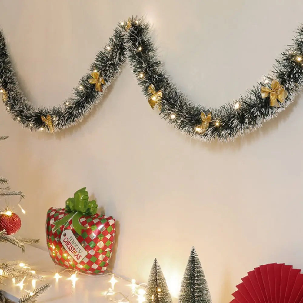 2M Christmas Green Cane Ribbons DIY Accessories Multi Scene Xmas Green Cane Ribbons Light Weight with LED Lights