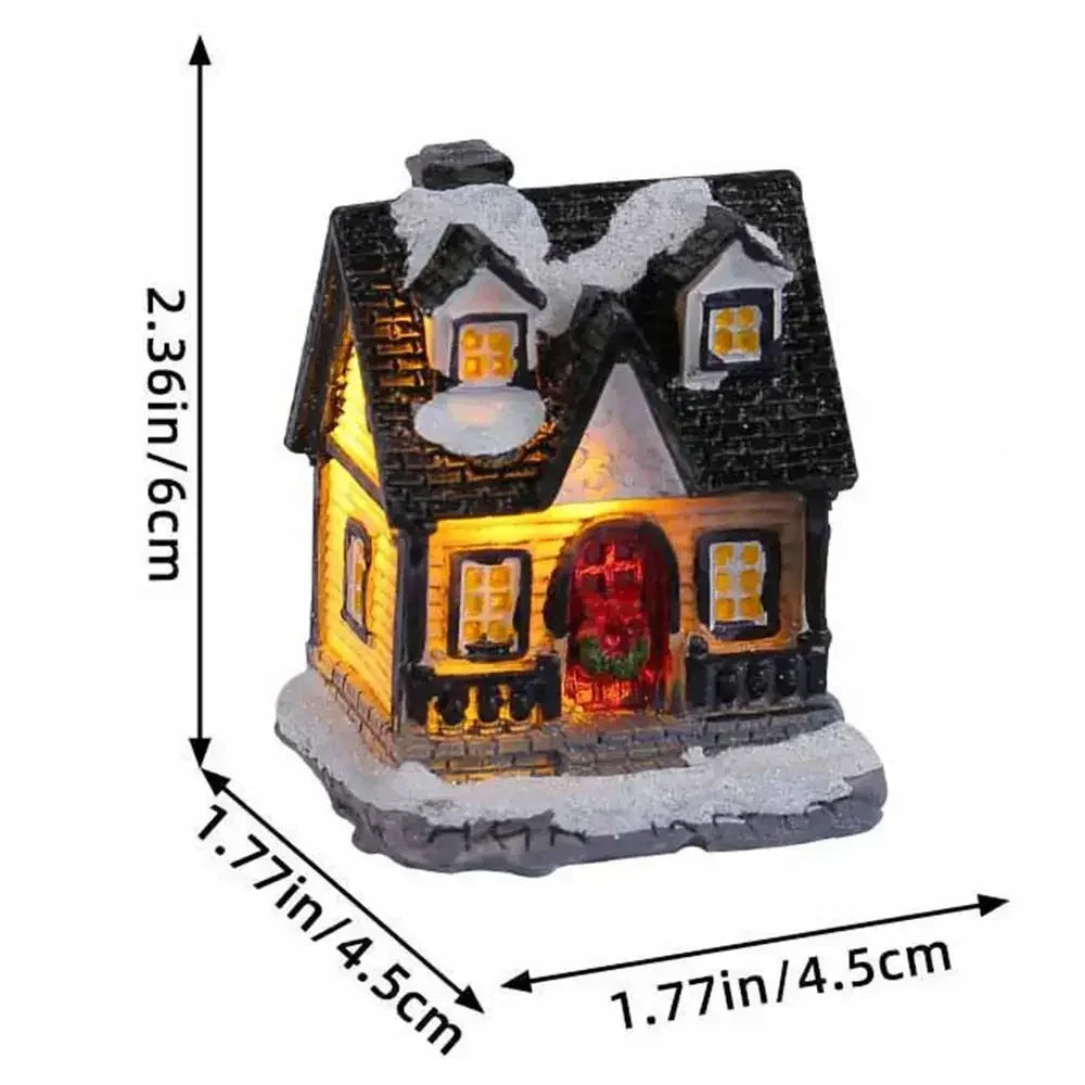 Christmas Decoration LED Night Light, 2025 New Year Luminous Castle Snow House Sculpture Xmas Decoration for Navidad Kids Gifts