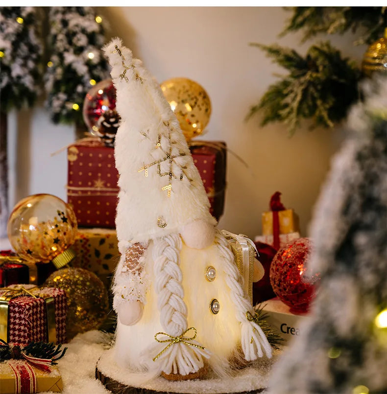 2025 Gnome Christmas Decorations 30cm Light Up Christmas Gnomes Plush Doll Ornaments Knited Elf Dwarf Gift Home Table Decoration