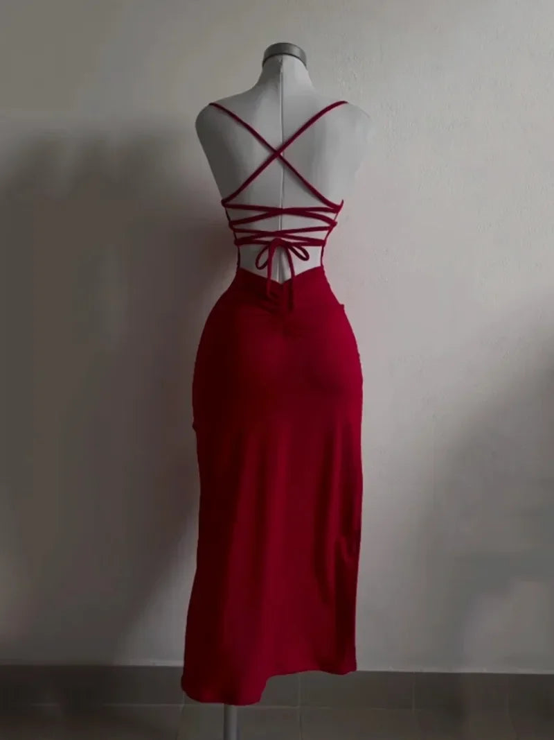 Explosive New Dress Summer High Sensibility Halter Strap Spice Women Bag Hip Dress