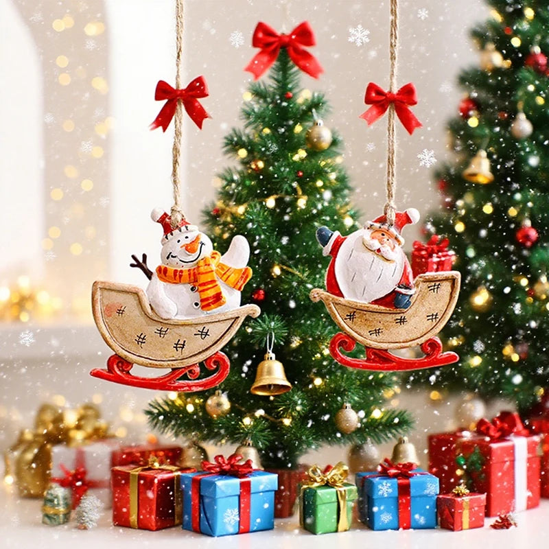 Christmas Tree Pendant Wind Chime Christmas Tree Bells Elk Angel Girl Hanging Pendant 2025 New Year Xmas Decoration Accessories