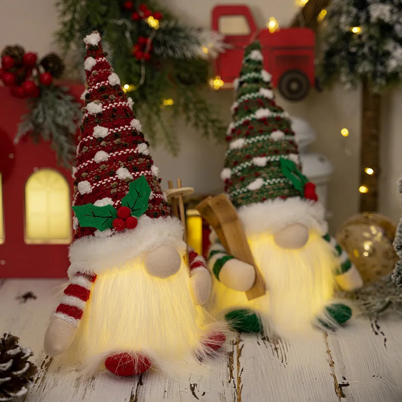 2025 Gnome Christmas Decorations 30cm Light Up Christmas Gnomes Plush Doll Ornaments Knited Elf Dwarf Gift Home Table Decoration